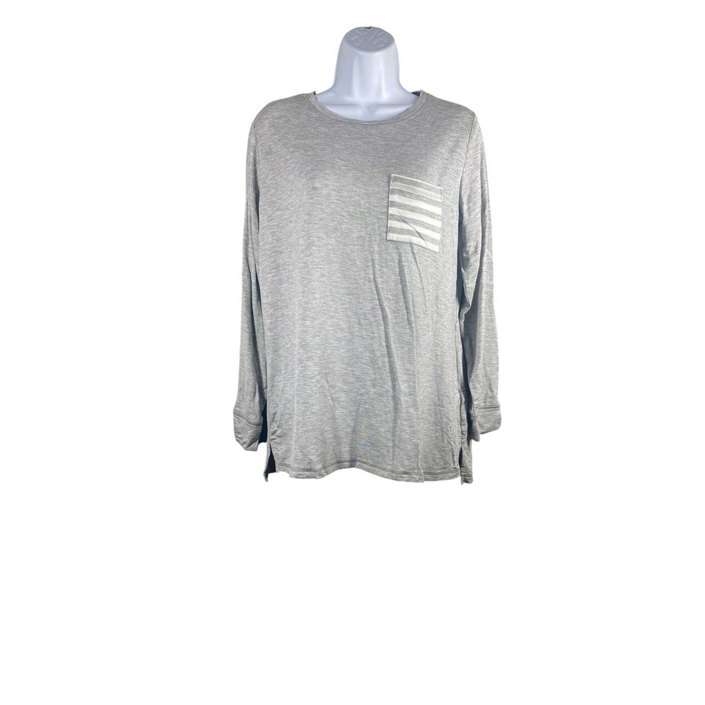 Max Studio Sleepwear Long Sleeve Gray Shirt Round Neck Women's Size Small